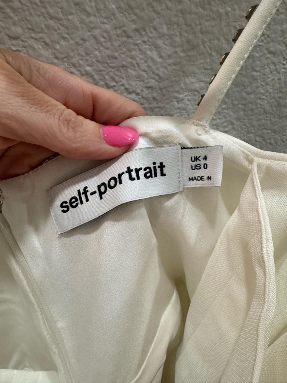 Self-Portrait White Mini Dress with Crystal Strap Accent and Crystal bow - Picture 5 of 6
